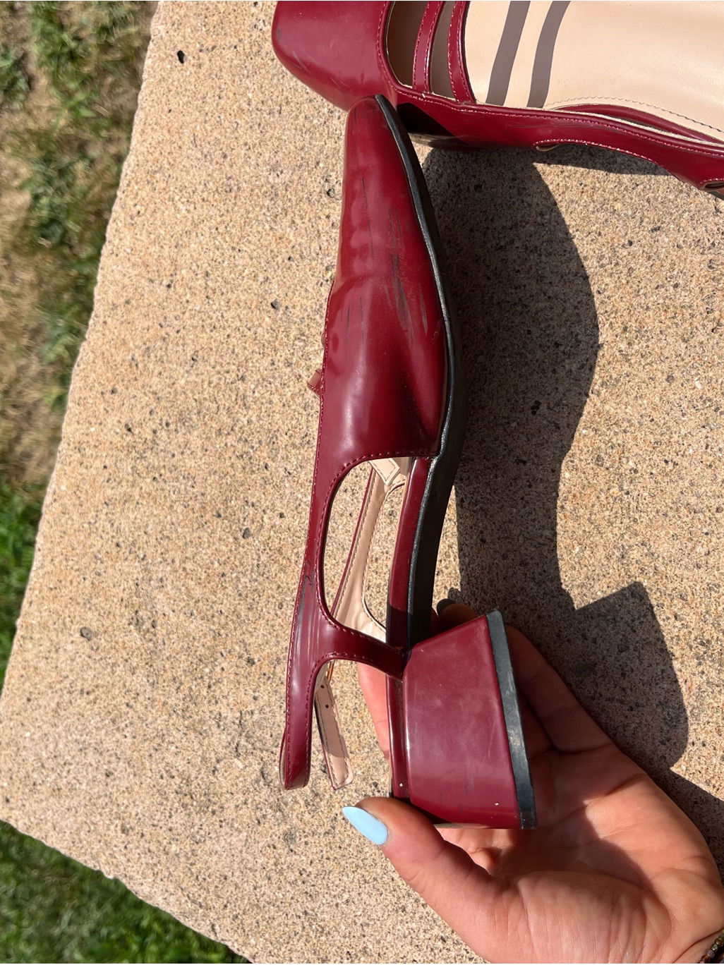 Women's Burgundy Slingback Mary Jane Low Heel Mules — image 4 of 6